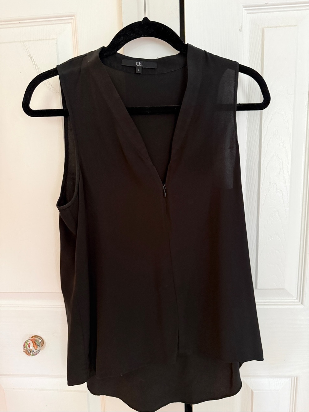 Tibi Black Sleeveless V-Neck Camisole